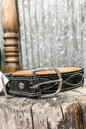 1-1/2" Straight Belt with White Figure 8 Stitching
