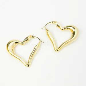 10K Stylish Heart tube Hoop earrings