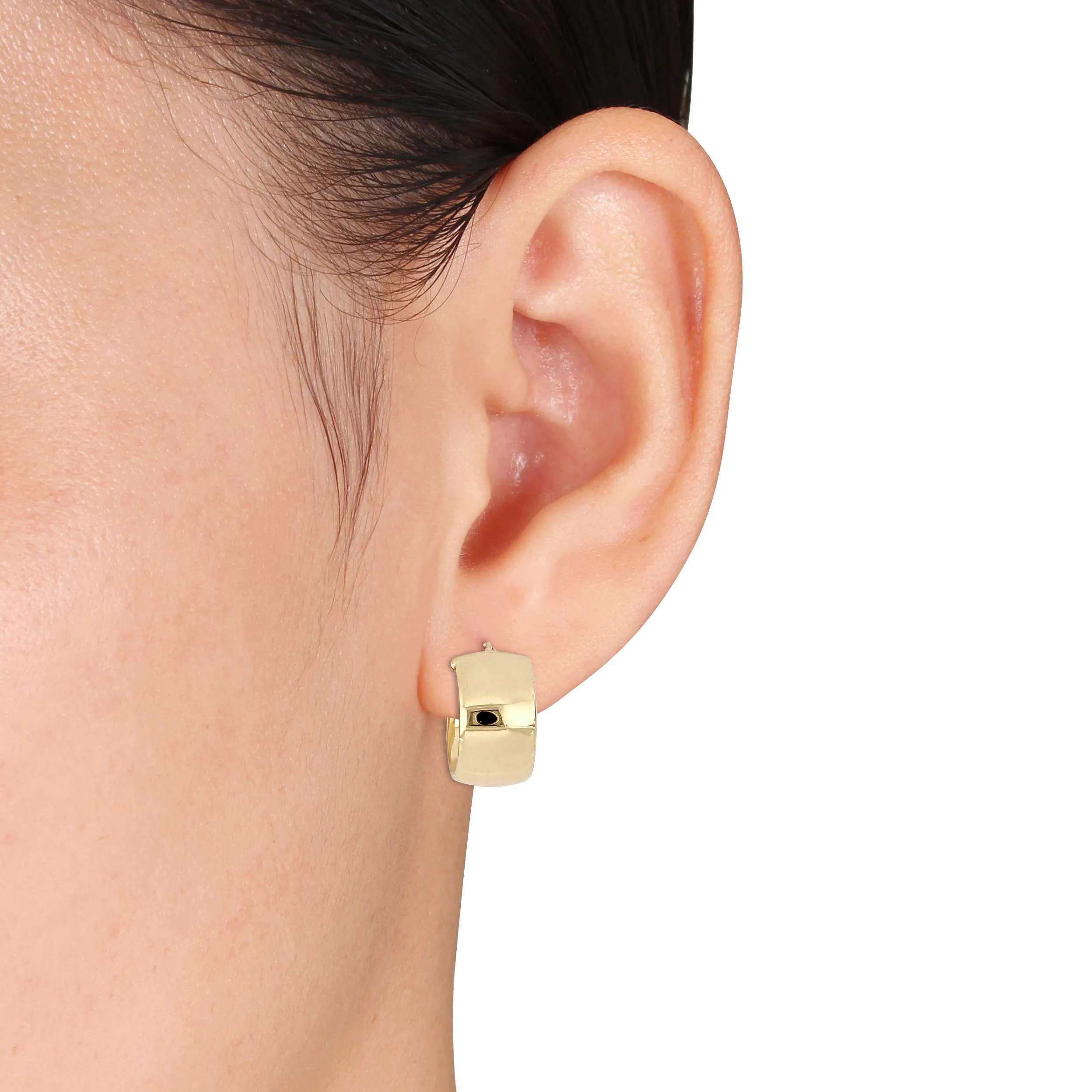 10K Yellow Gold Thick Hoop Earrings