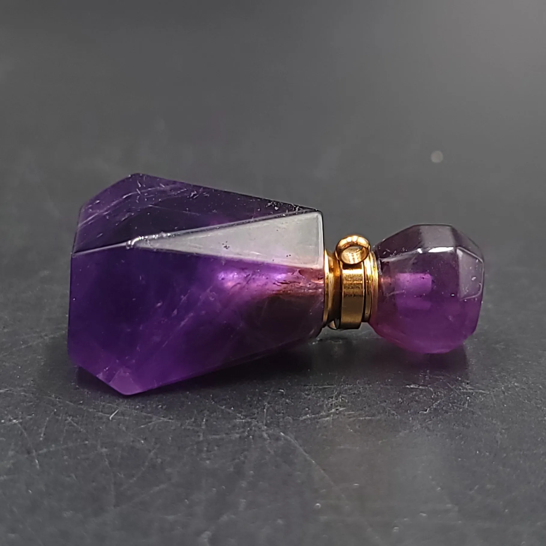 Amethyst Bottle Pendant Sacred Geometry Holder Perfume Oils Incense Ashes
