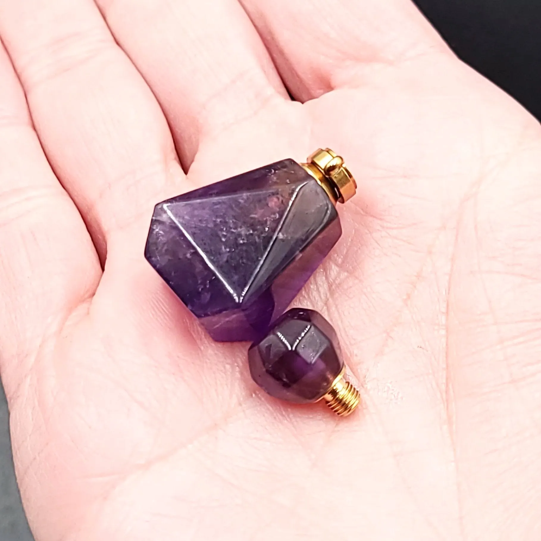 Amethyst Bottle Pendant Sacred Geometry Holder Perfume Oils Incense Ashes