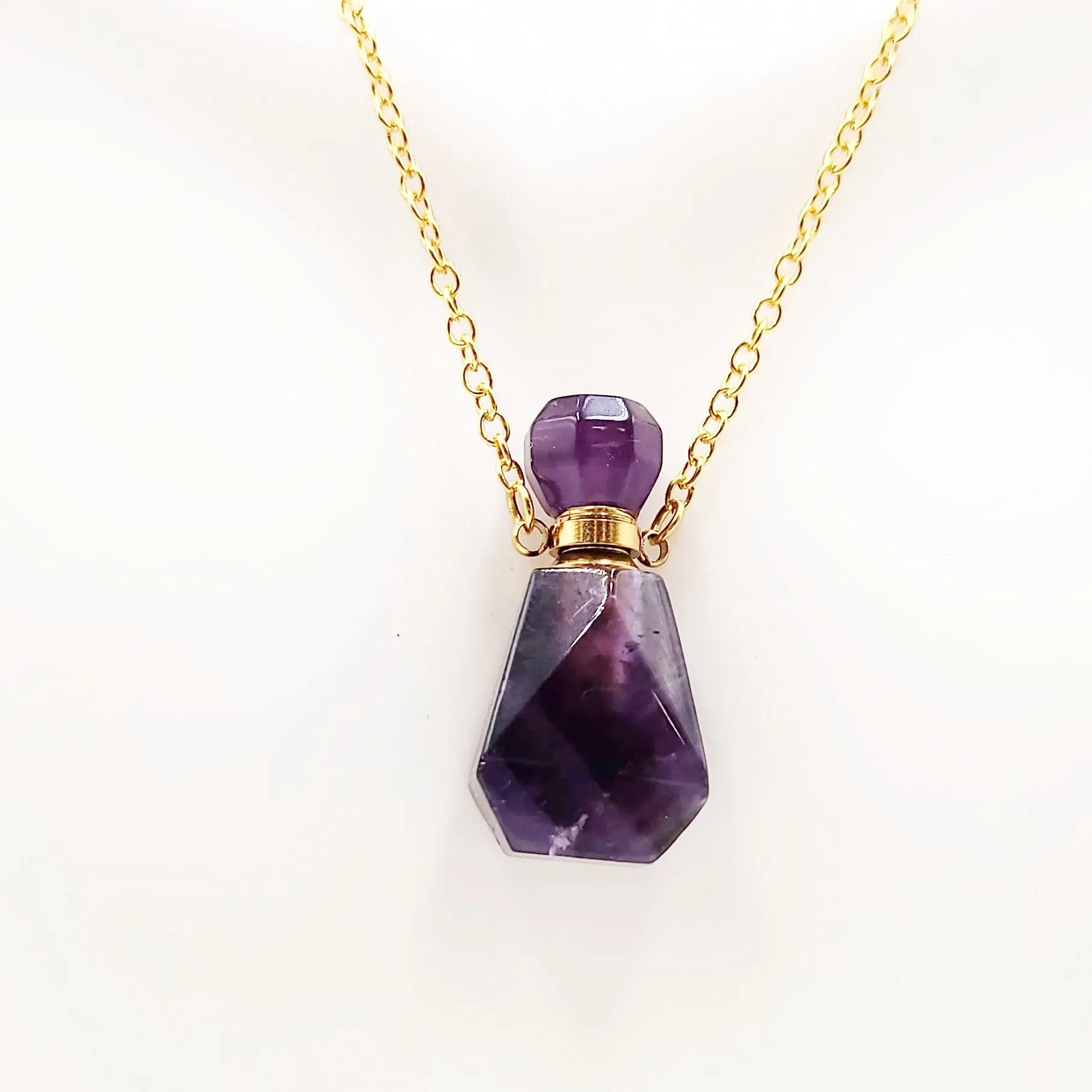Amethyst Bottle Pendant Sacred Geometry Holder Perfume Oils Incense Ashes