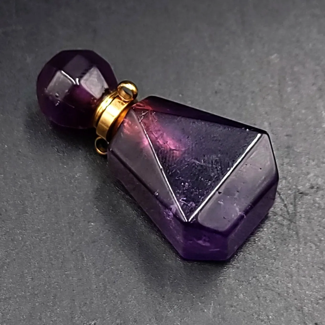 Amethyst Bottle Pendant Sacred Geometry Holder Perfume Oils Incense Ashes