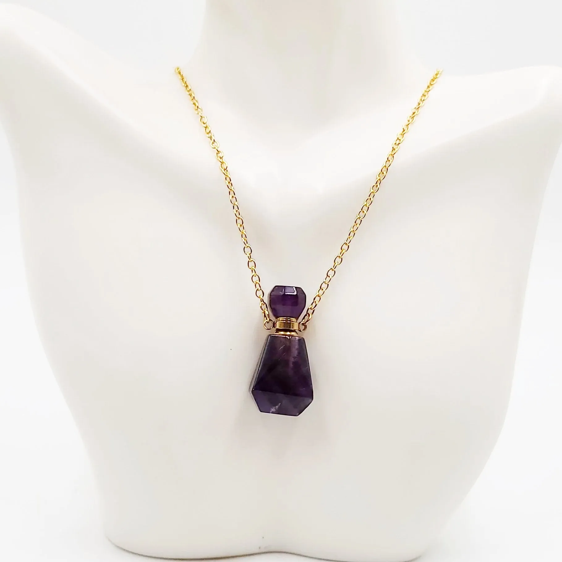 Amethyst Bottle Pendant Sacred Geometry Holder Perfume Oils Incense Ashes