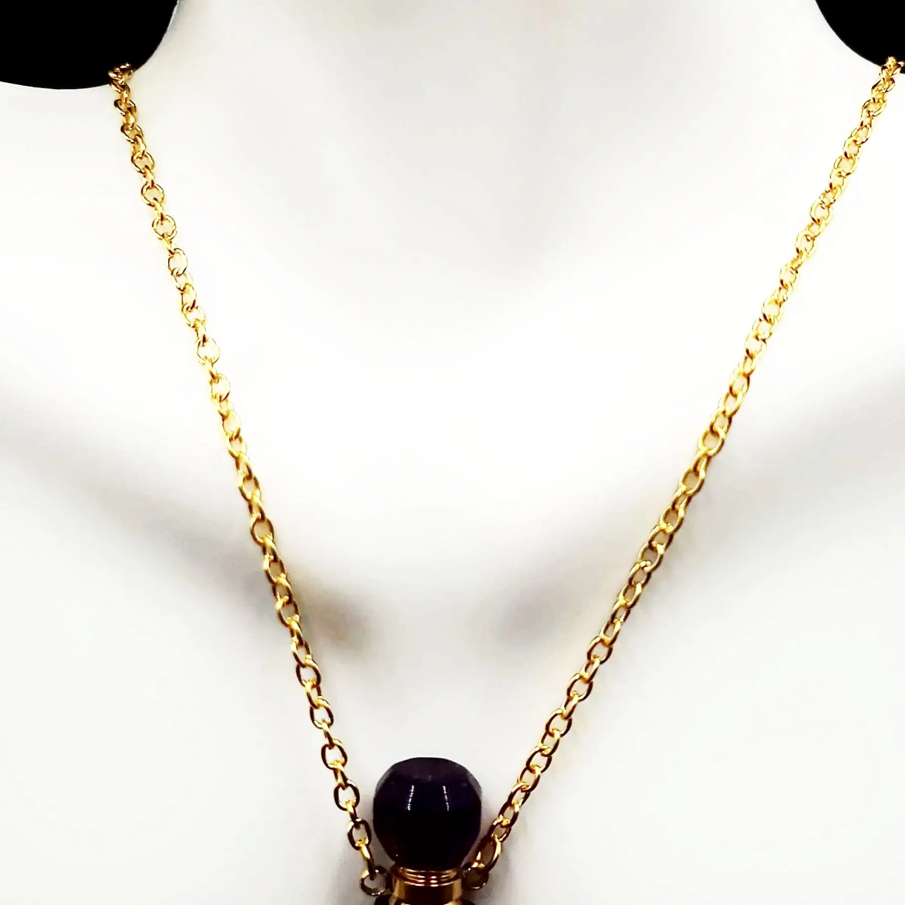 Amethyst Bottle Pendant Sacred Geometry Holder Perfume Oils Incense Ashes