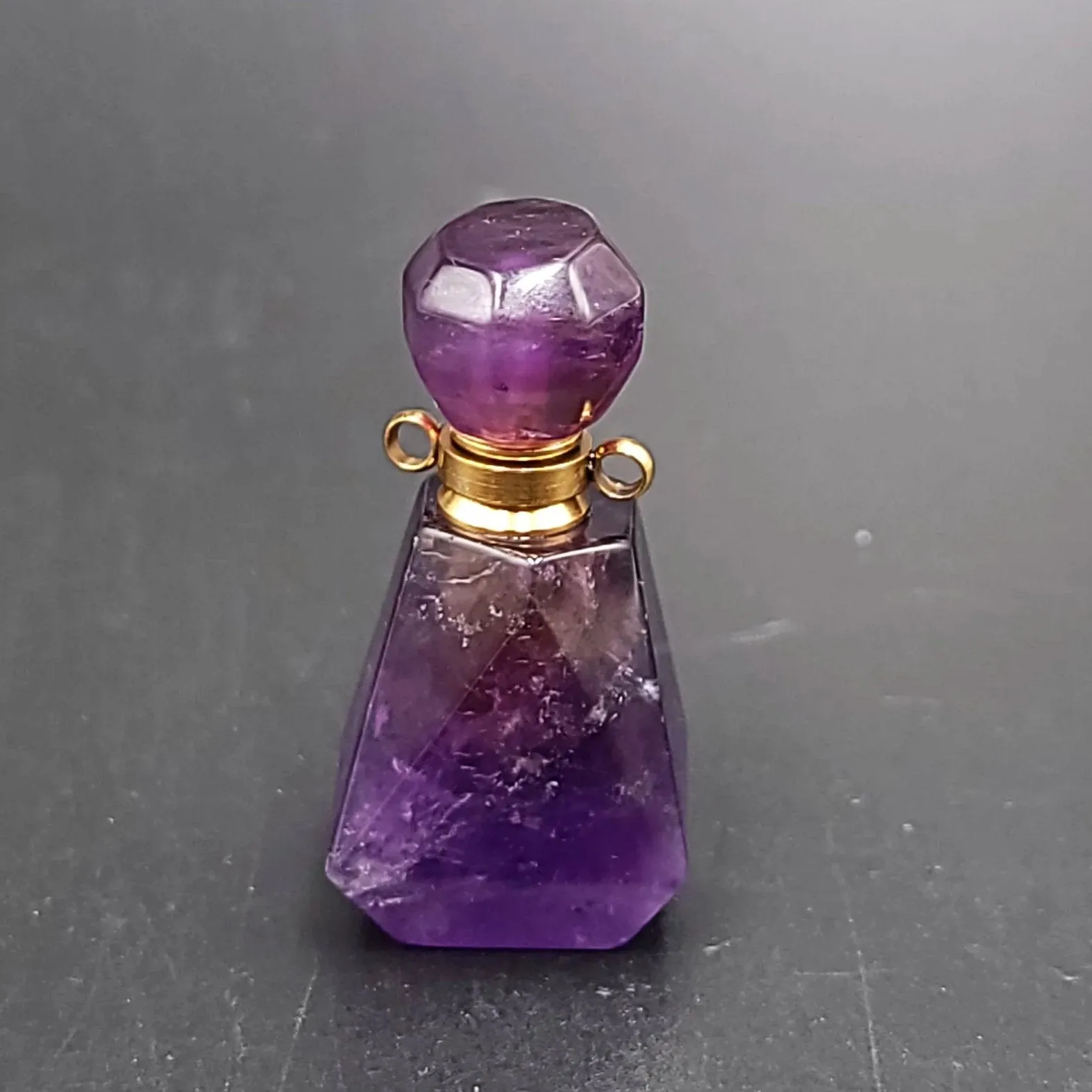 Amethyst Bottle Pendant Sacred Geometry Holder Perfume Oils Incense Ashes