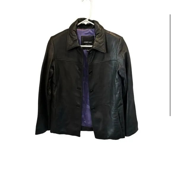 Andrew Marc Women's Black Leather Jacket Size XL Full-Length Sleeves‎