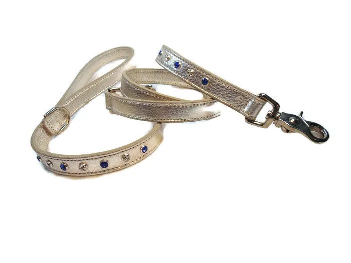 Brie Leather Crystal Dog Leash