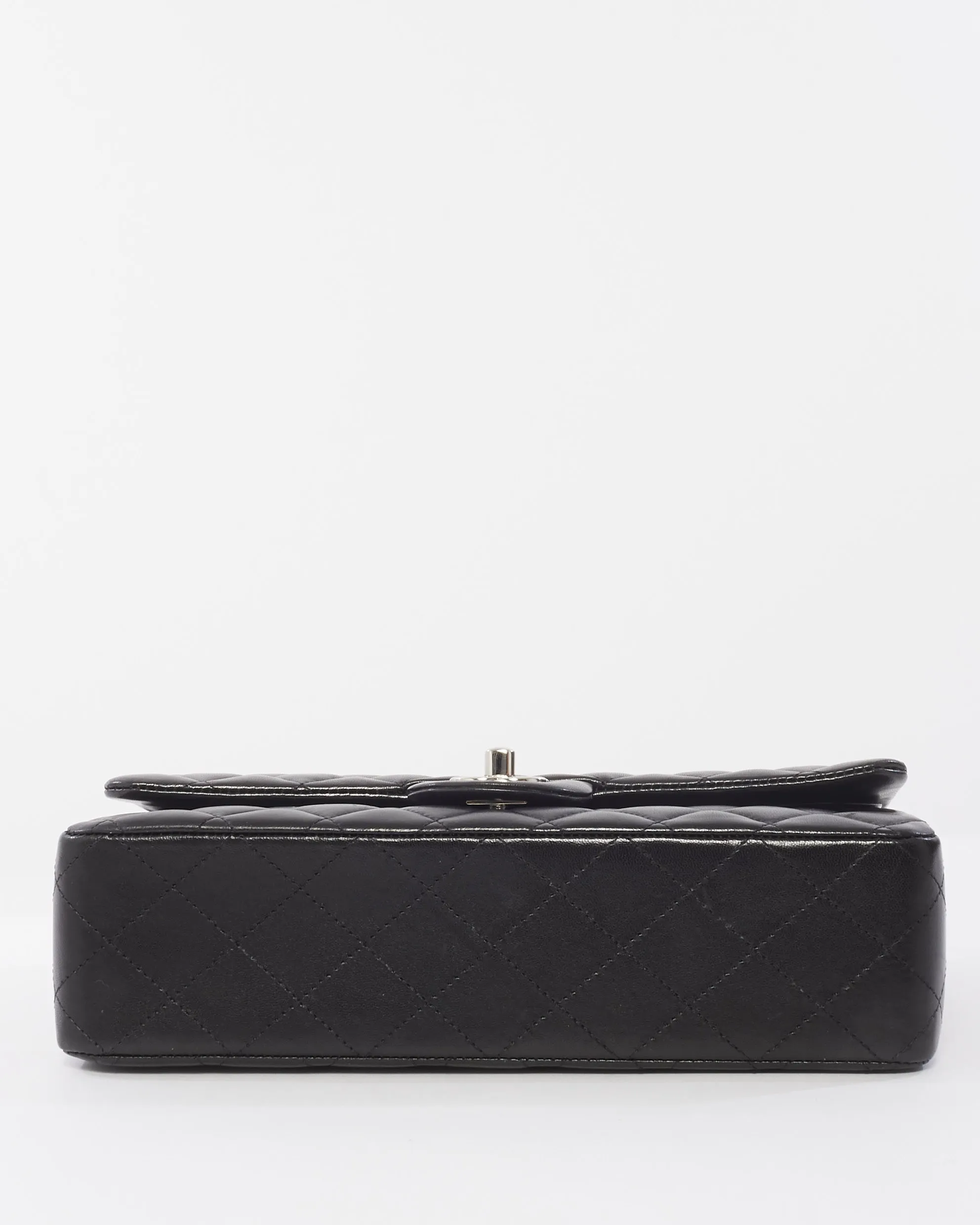 Chanel Black Lambskin Leather Medium Classic Double Flap Bag SHW