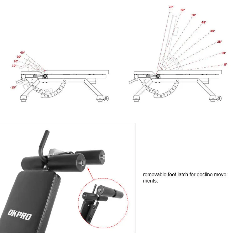 Commercial Adjustable FID Bench   Sit-Up / Decline Attachment