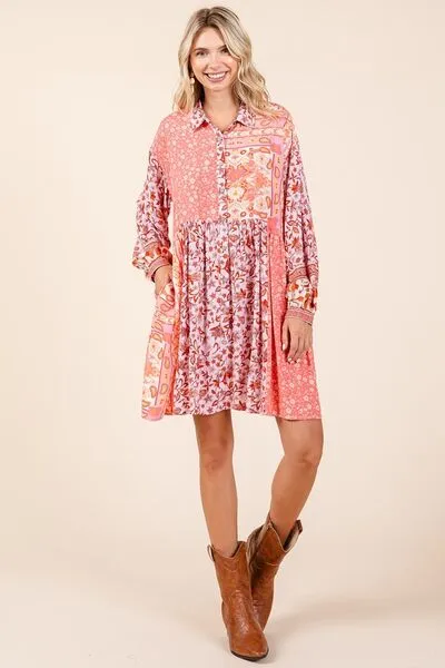 Dress The Part Floral Button Detail Shirt Dress