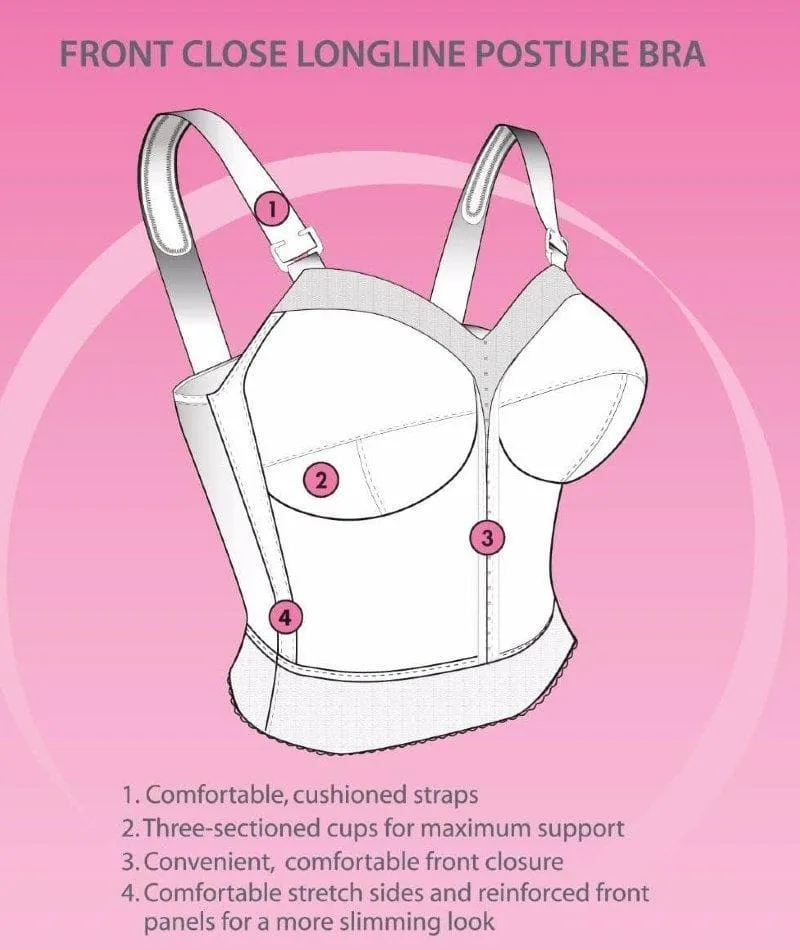 Exquisite Form Fully Front Close Longline Posture Wire-Free Bra - White