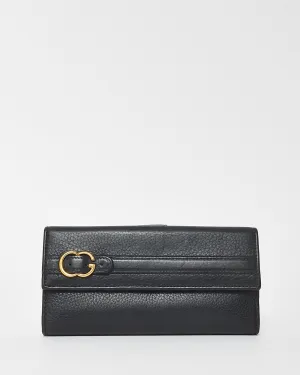 Gucci Vintage Black Leather Buckle Long Wallet