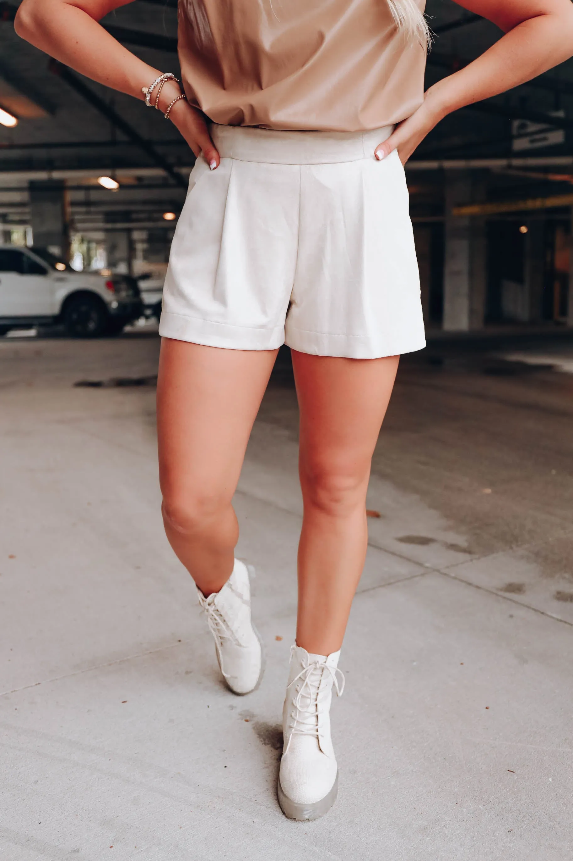High Society Suede Shorts - Ivory