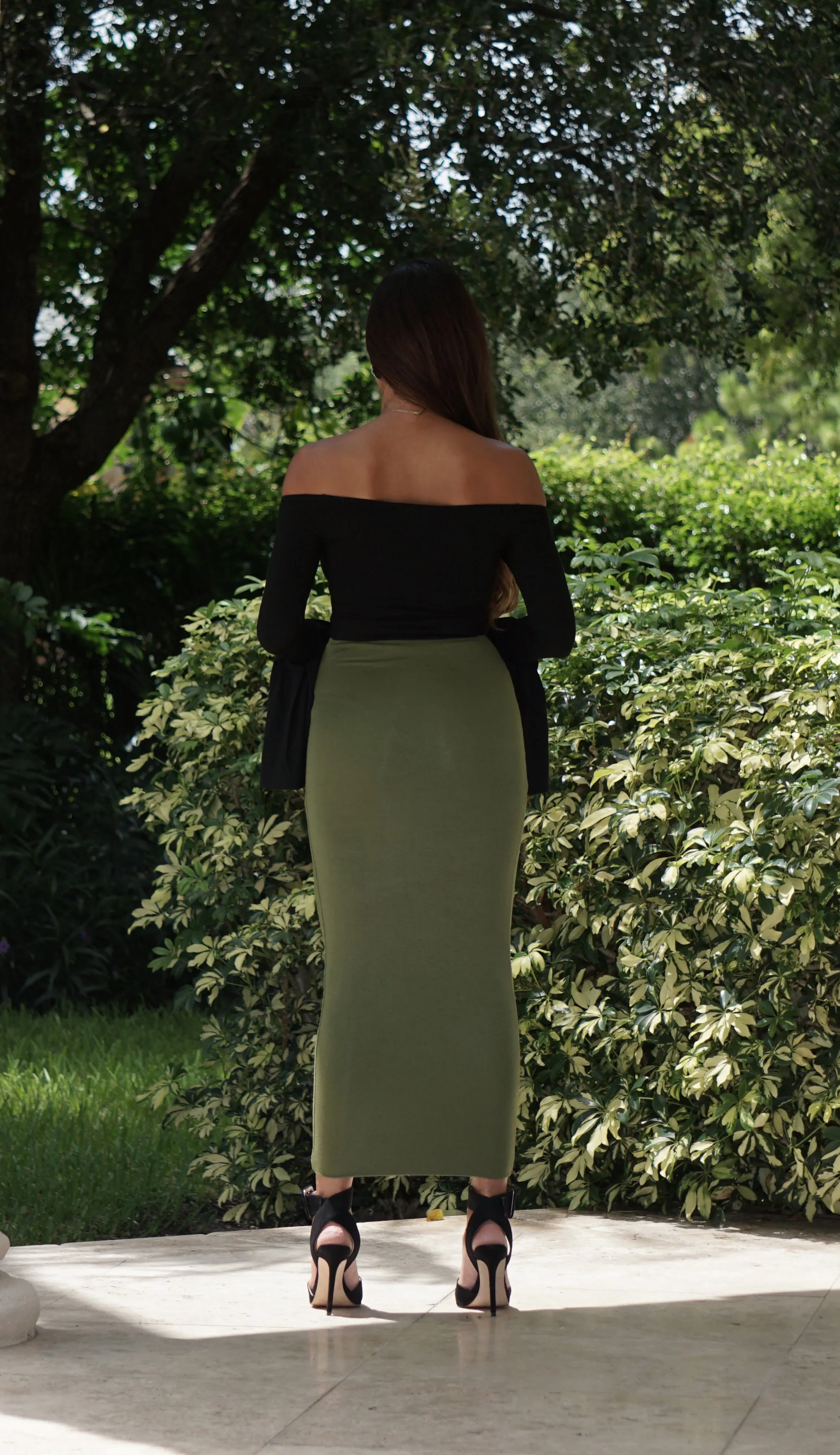 High Waisted Pencil Skirt - Olive