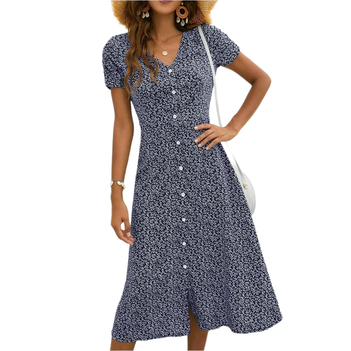 Isabella – V-Neck Short Sleeve Dress for Women