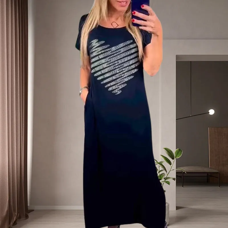 Long T-Shirt Dress with Side Slits