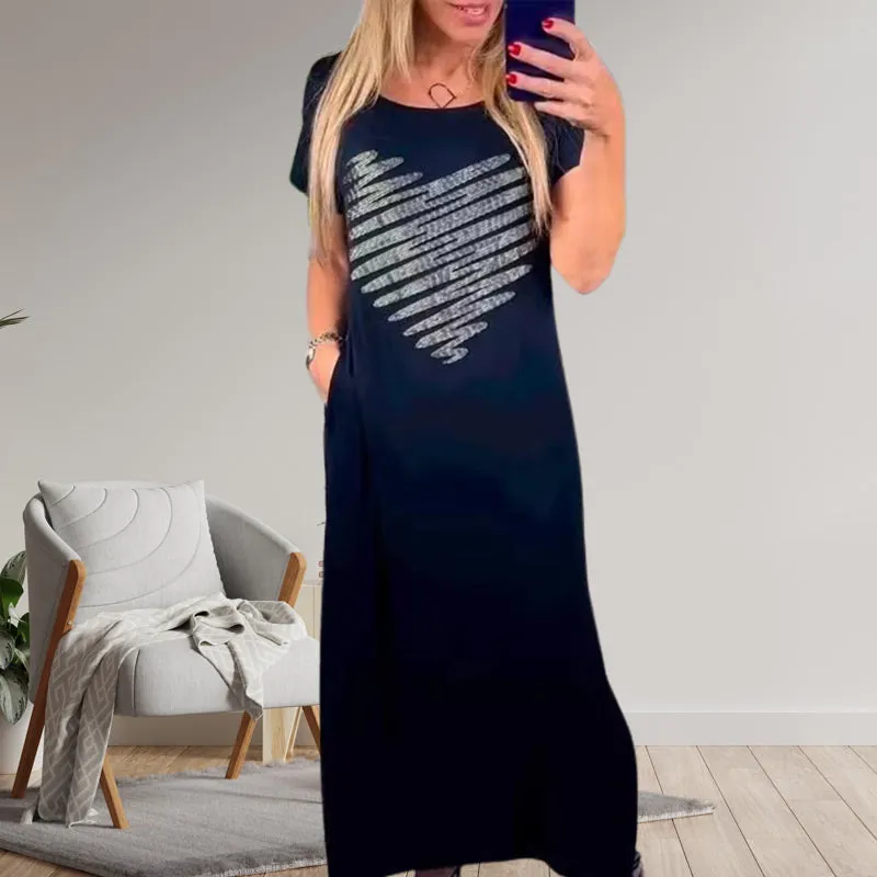 Long T-Shirt Dress with Side Slits