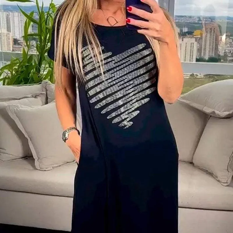Long T-Shirt Dress with Side Slits
