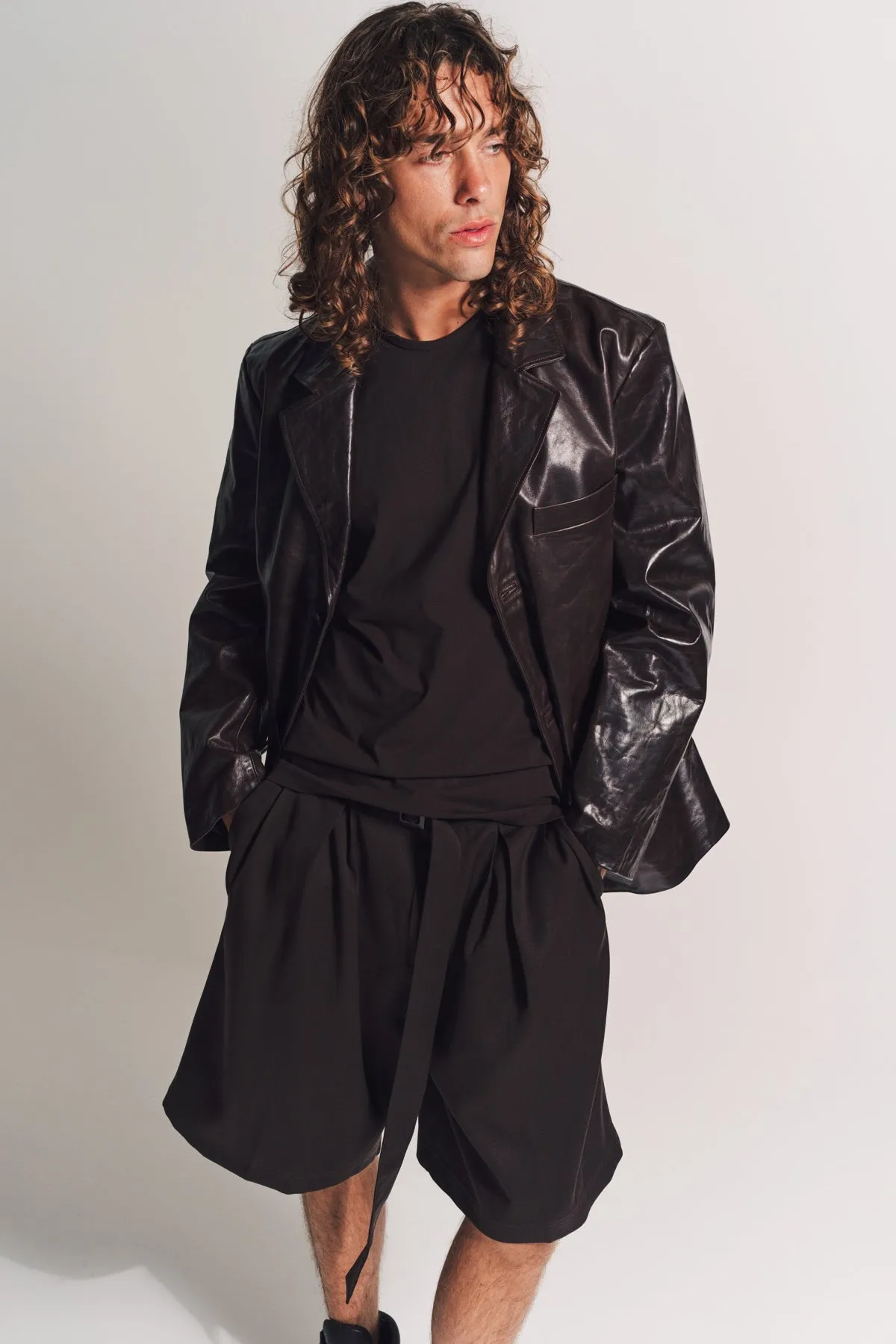 LOUIS GABRIEL NOUCHI | CLASSIC JACKET IN CRASHER SHAPE MEMORY LEATHER