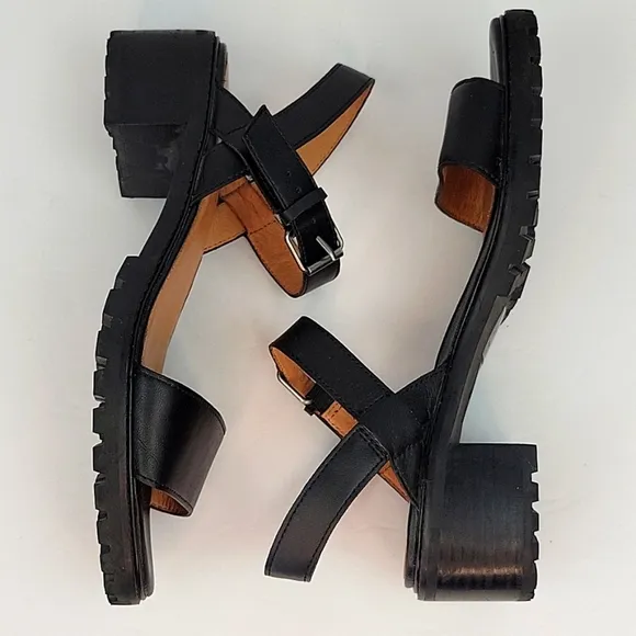 Madewell Erin Lug Sole Sandal Black Leather Size 9