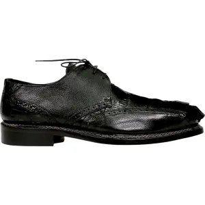 Mauri Don Men's Black Exotic Hornback Tail / Pebble Grain Leather Derby Shoes