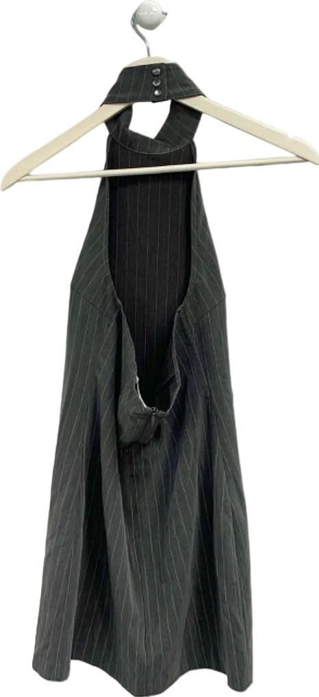 Modström Grey Pinstriped Halter Dress XS