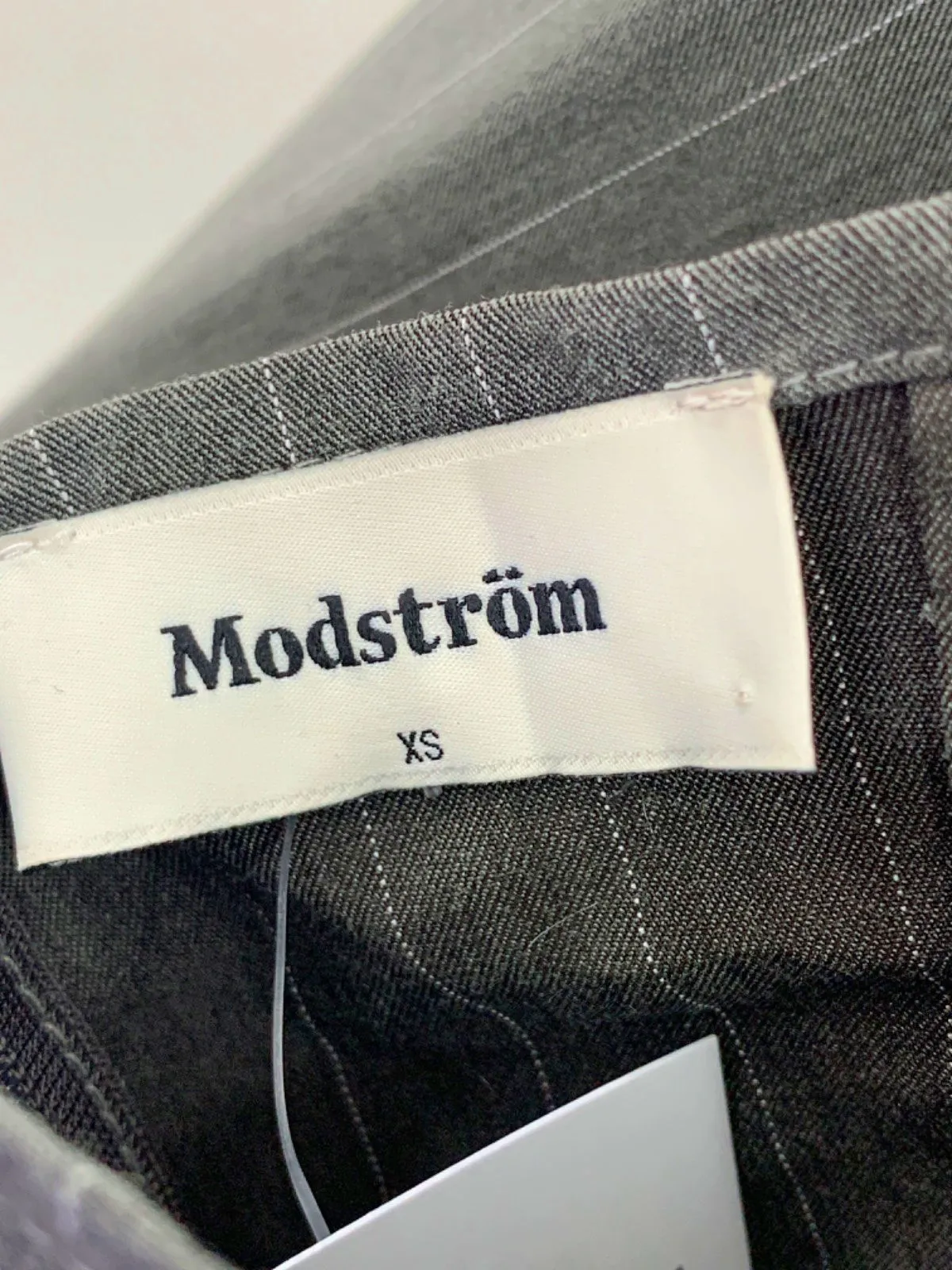 Modström Grey Pinstriped Halter Dress XS