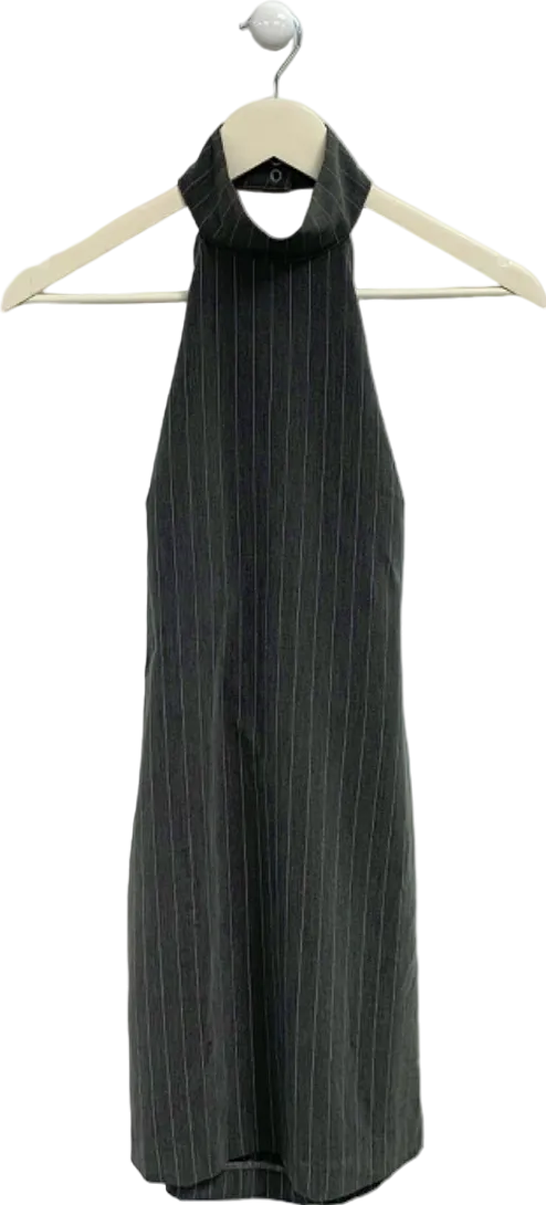 Modström Grey Pinstriped Halter Dress XS