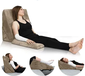 New Lunix 3pcs Orthopedic Bed Wedge Pillow Set, Post Surgery Memory Foam for Back, Leg & Knee Pain Relief, Sitting Pillow, Adjustable Pillows