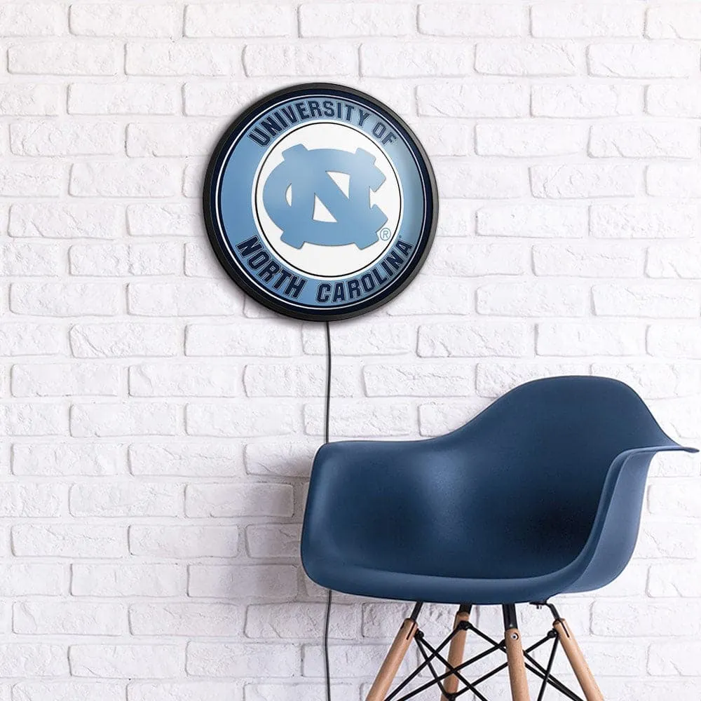 North Carolina Tar Heels: Round Slimline Lighted Wall Sign