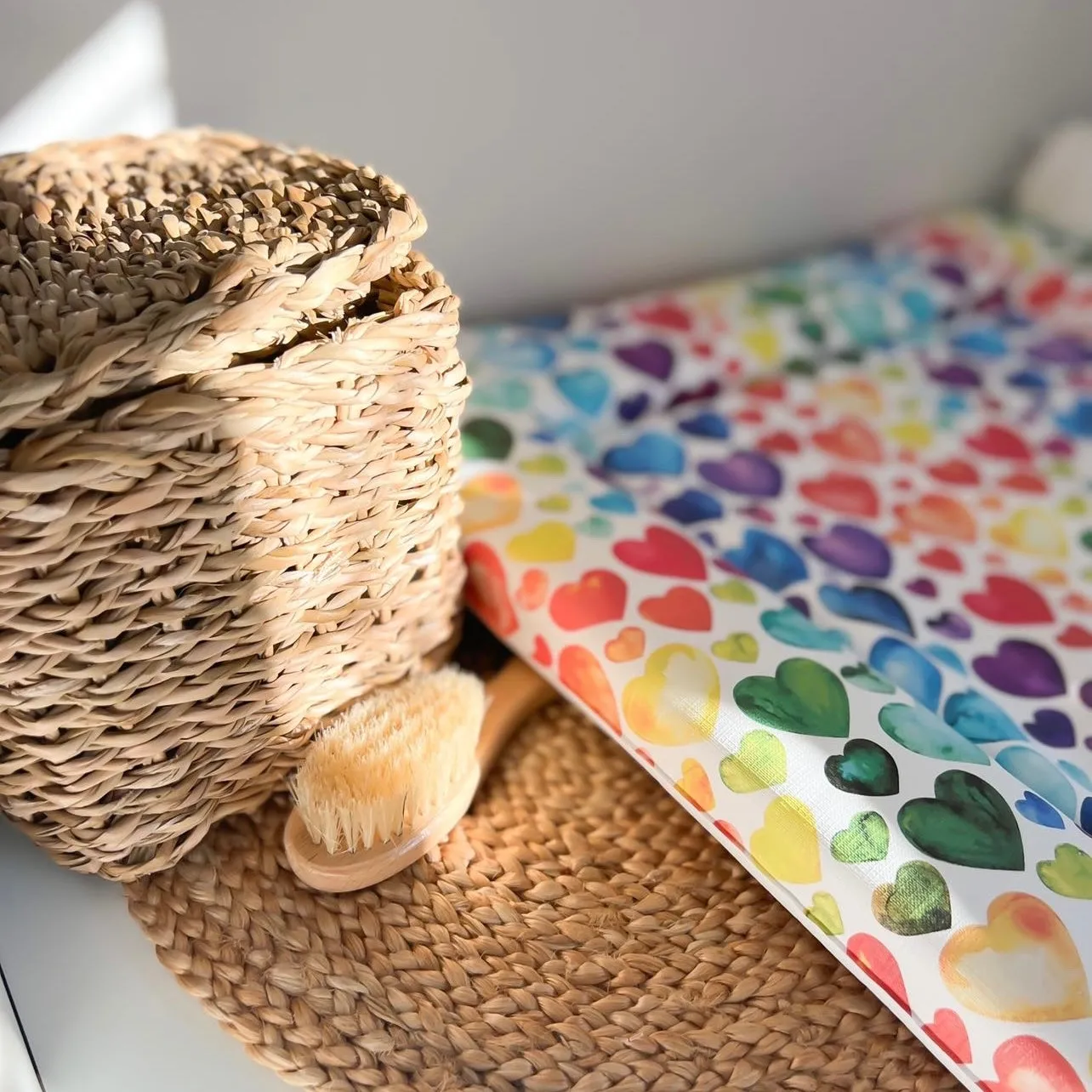 Rainbow heart print Changing Mat ( All sizes)