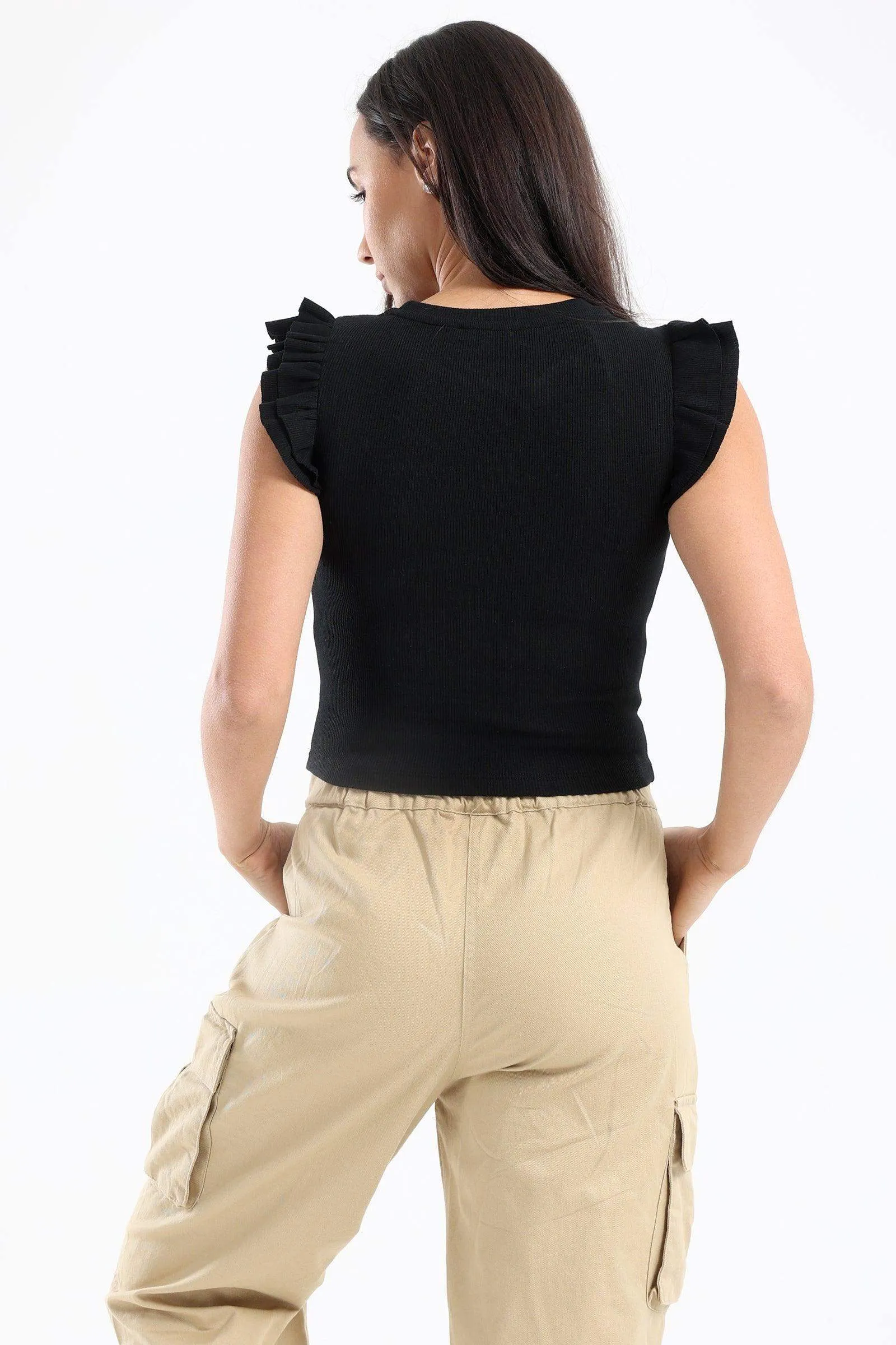 Ribbed Top with Ruffles