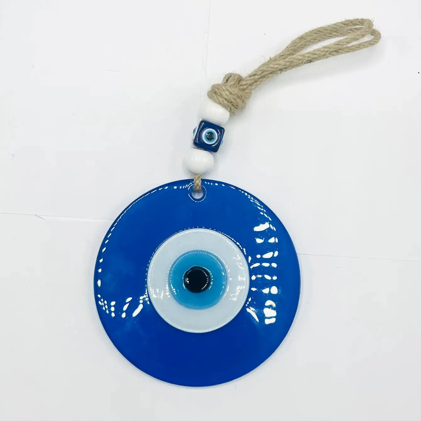 Round Colorful Glass Evil Eye Wall Decor, Stylish Protect