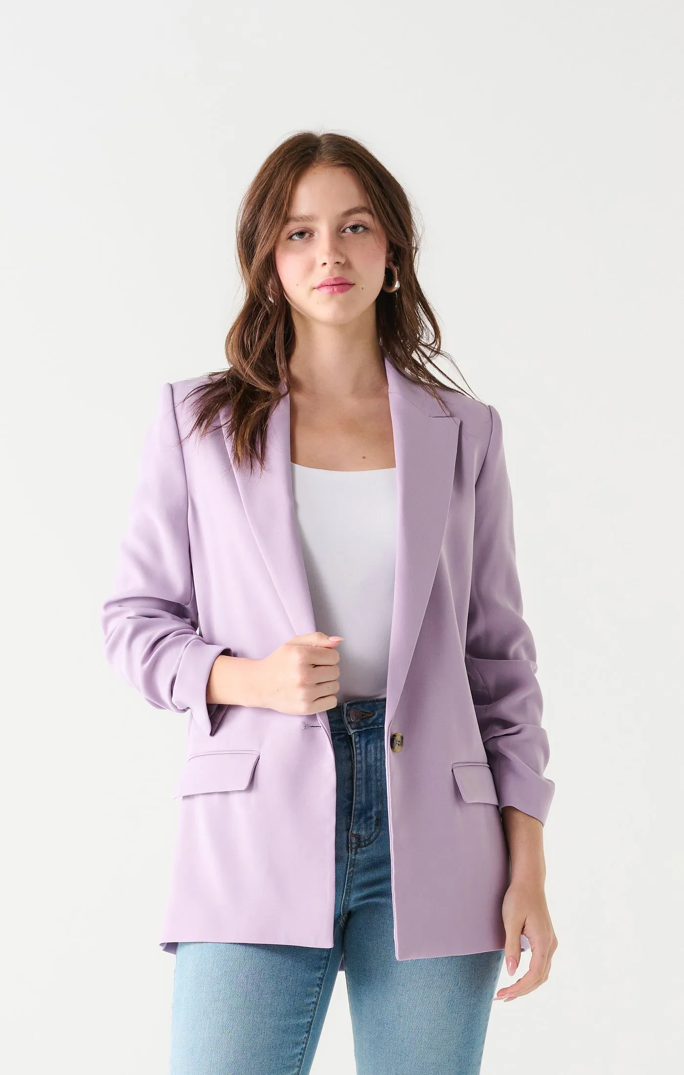 Ruched Sleeve Blazer