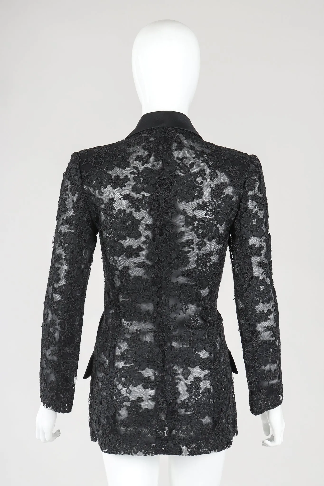 Sheer Lace Tuxedo Jacket