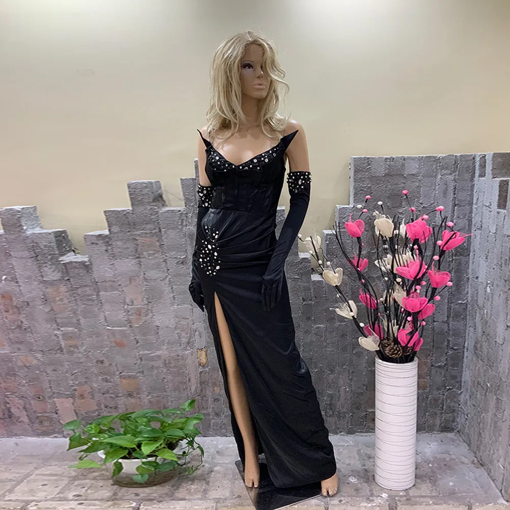 Strapless Sleeveless Modest Maxi Bodycon Dress HT1171
