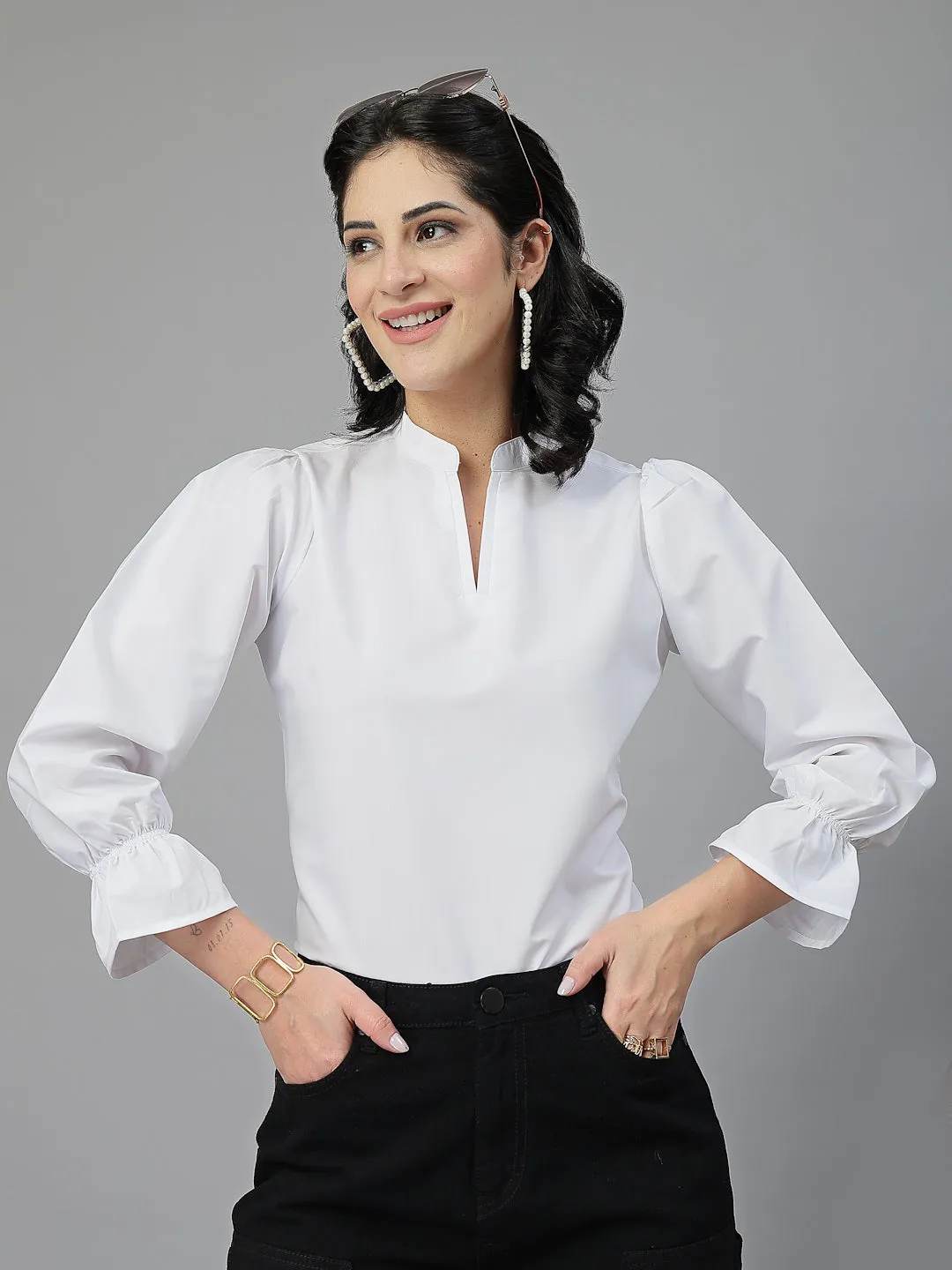 Style Quotient Women White Formal top