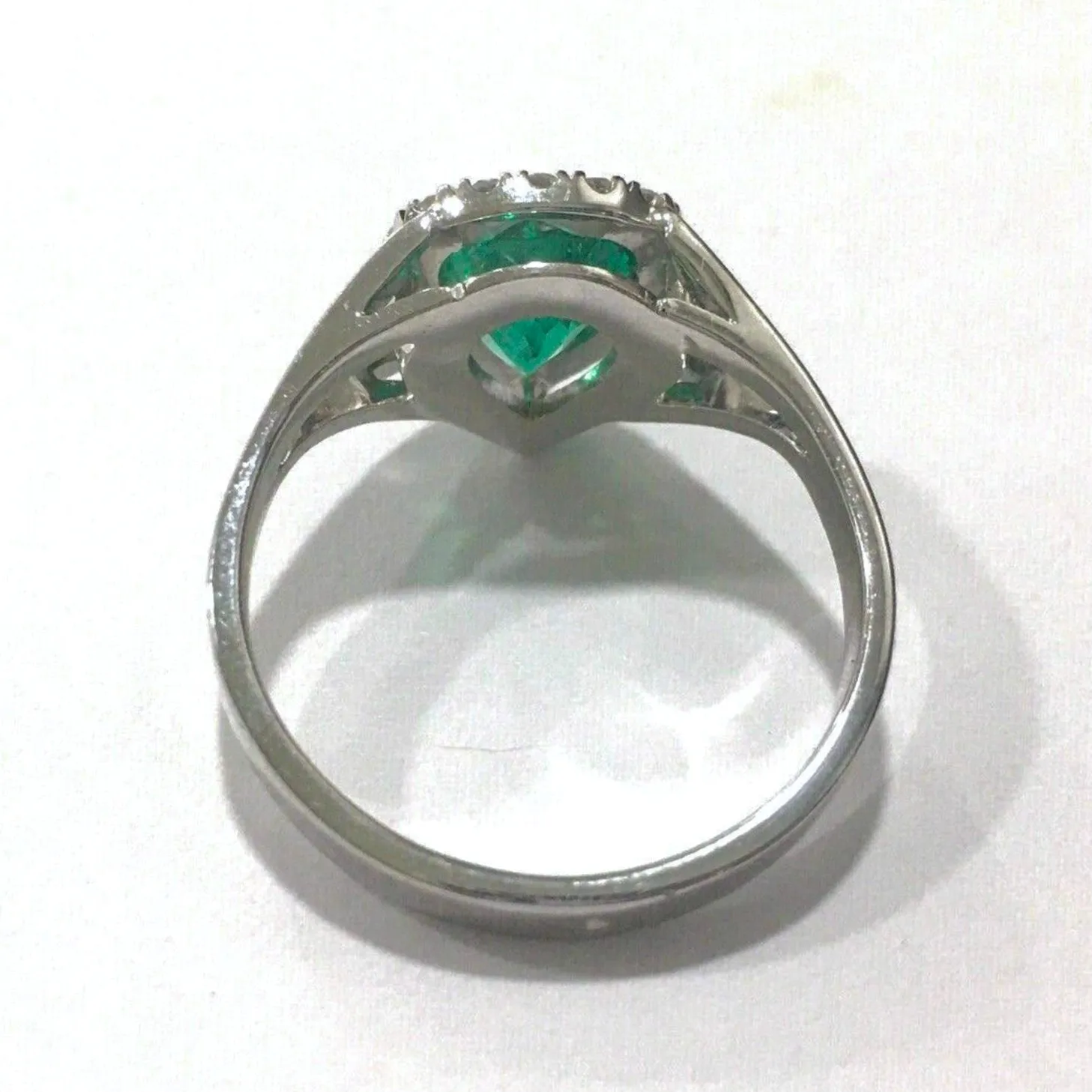 Stylish Fine Natural Colombian Emerald and Engagement Diamond Ring