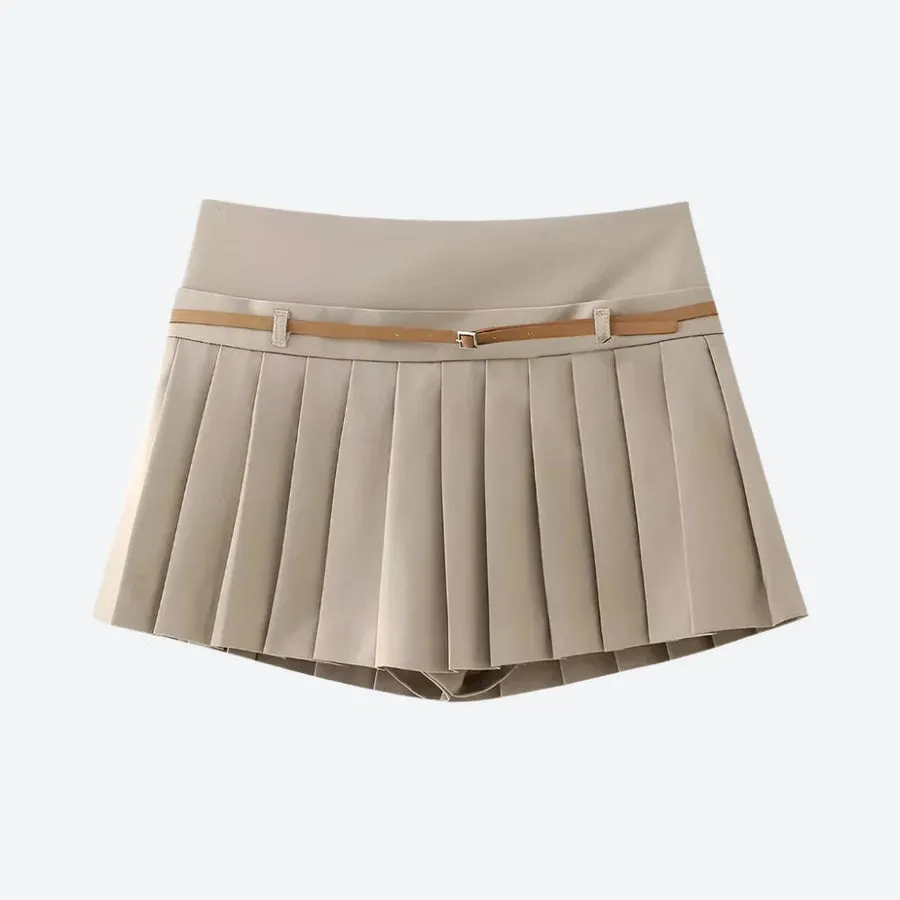 Stylish Pleated High Waist Skorts