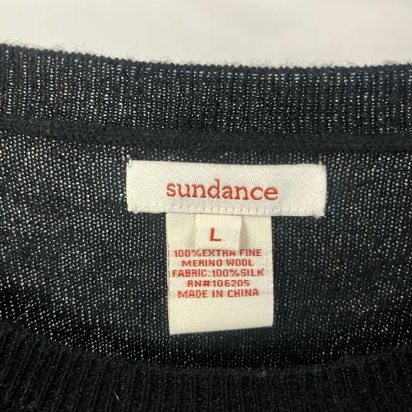 Sundance Women’s Jillian Sweater Dress Black Merino Wool Bodice Silk Skirt Large