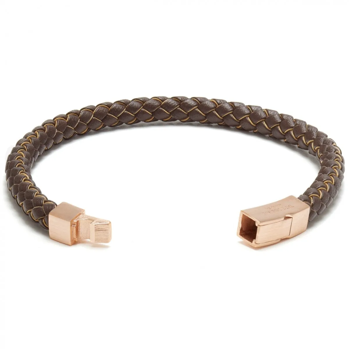 Tateossian Click Tocco Leather with Edge in Metallic Bracelet, Brown