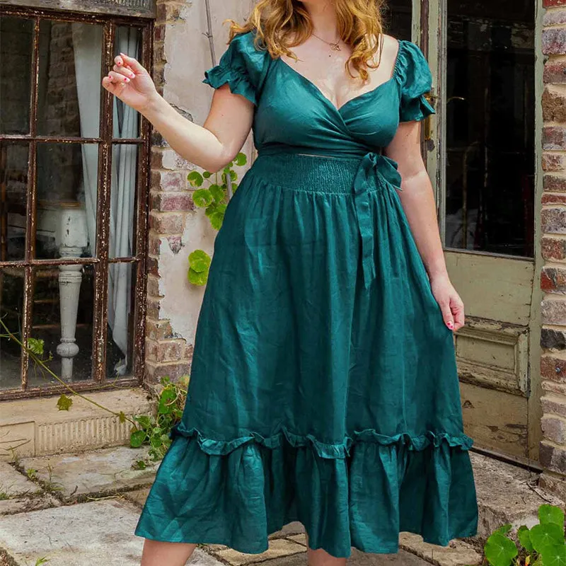 Tie Back Ruffle Dress with Pockets