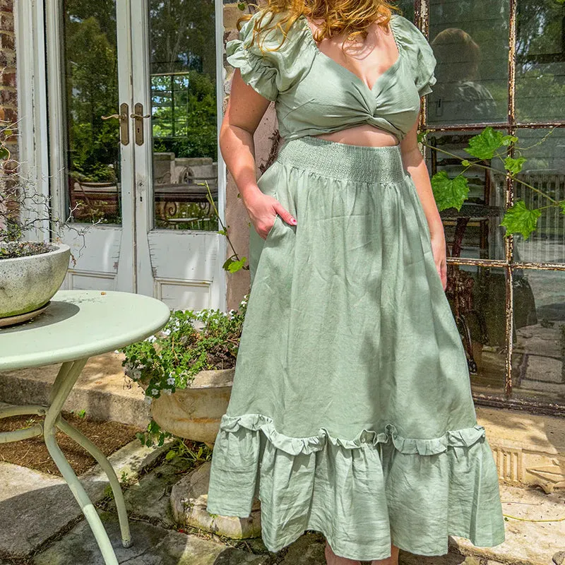 Tie Back Ruffle Dress with Pockets