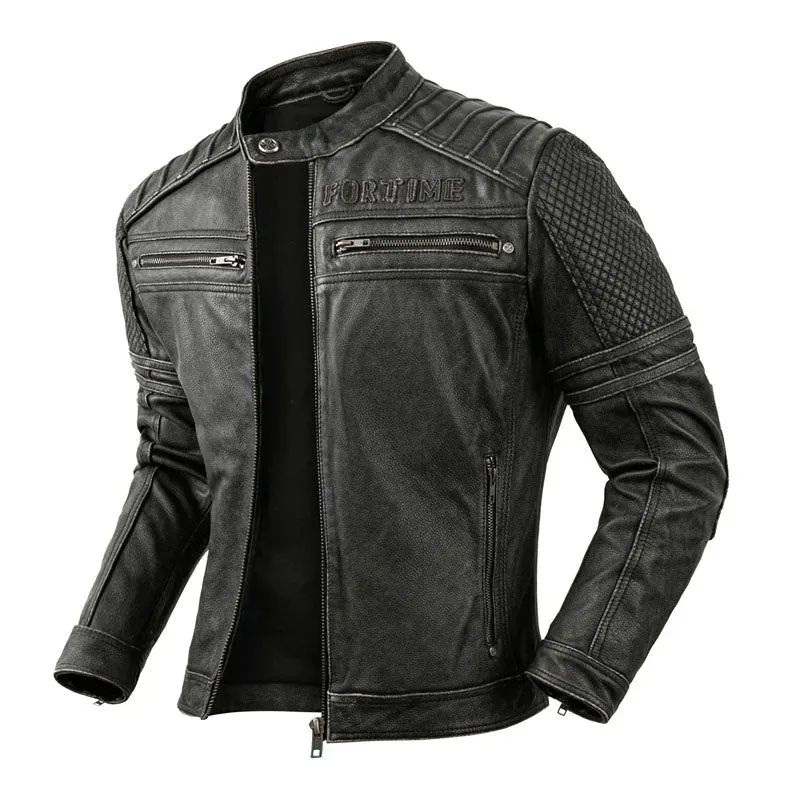 Vintage Leather Racer Moto Jacket