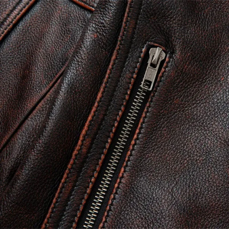 Vintage Leather Racer Moto Jacket
