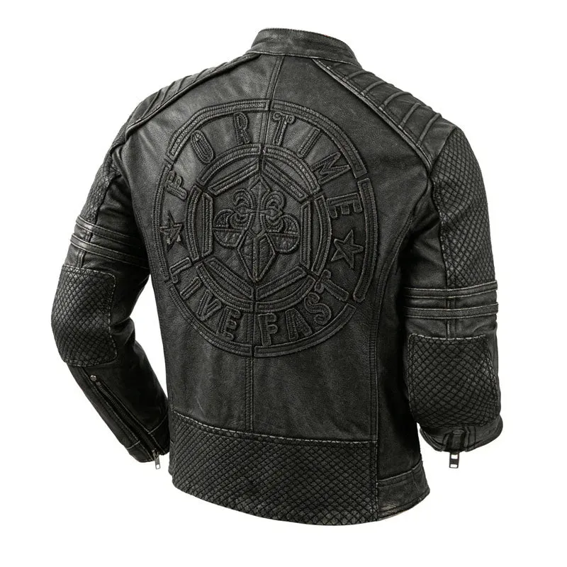Vintage Leather Racer Moto Jacket
