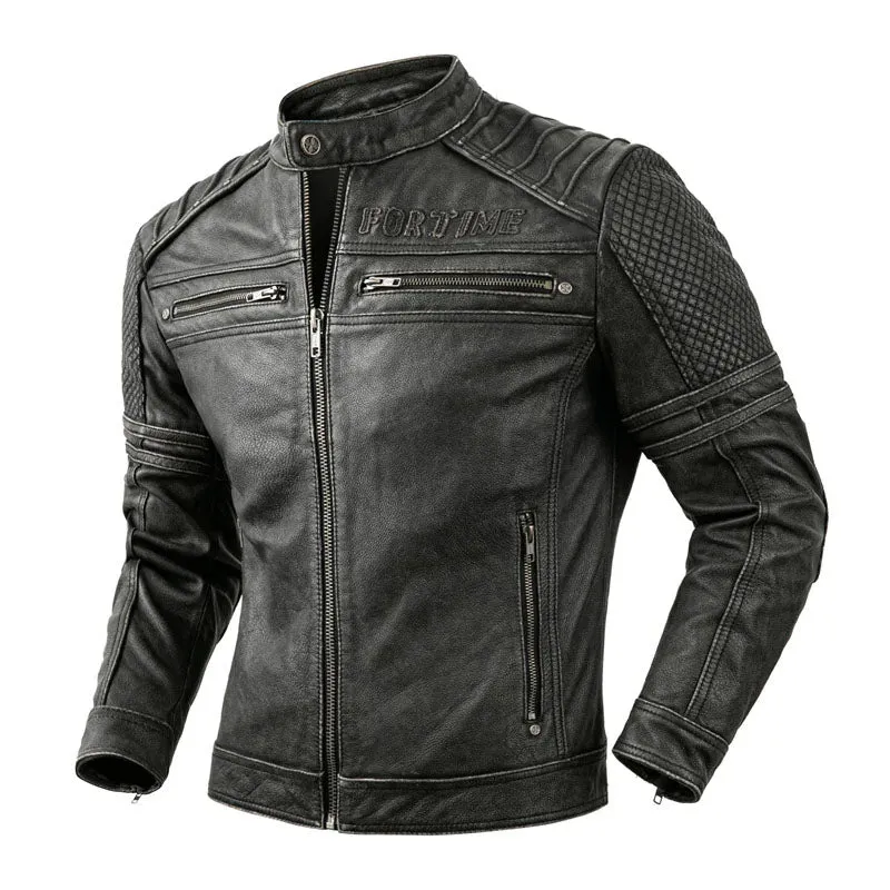 Vintage Leather Racer Moto Jacket